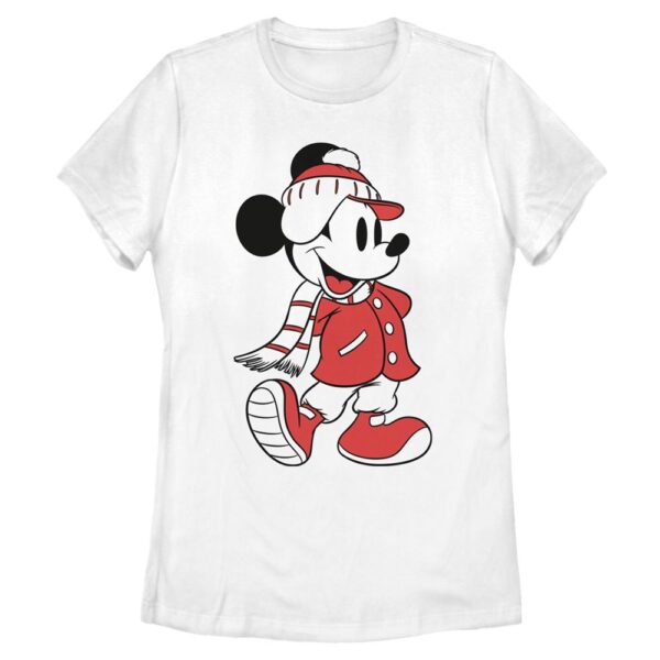 Women's Mad Engine Mickey Mouse White Mickey & Friends Winter Fashion Graphic T-Shirt