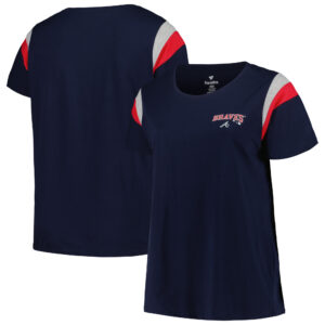 Women's Profile Navy Atlanta Braves Plus Size Scoop Neck T-Shirt