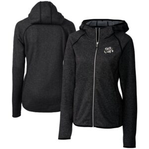 Women's Cutter & Buck  Heather Charcoal Omaha Storm Chasers Mainsail Sweater Knit Raglan Full-Zip Hoodie