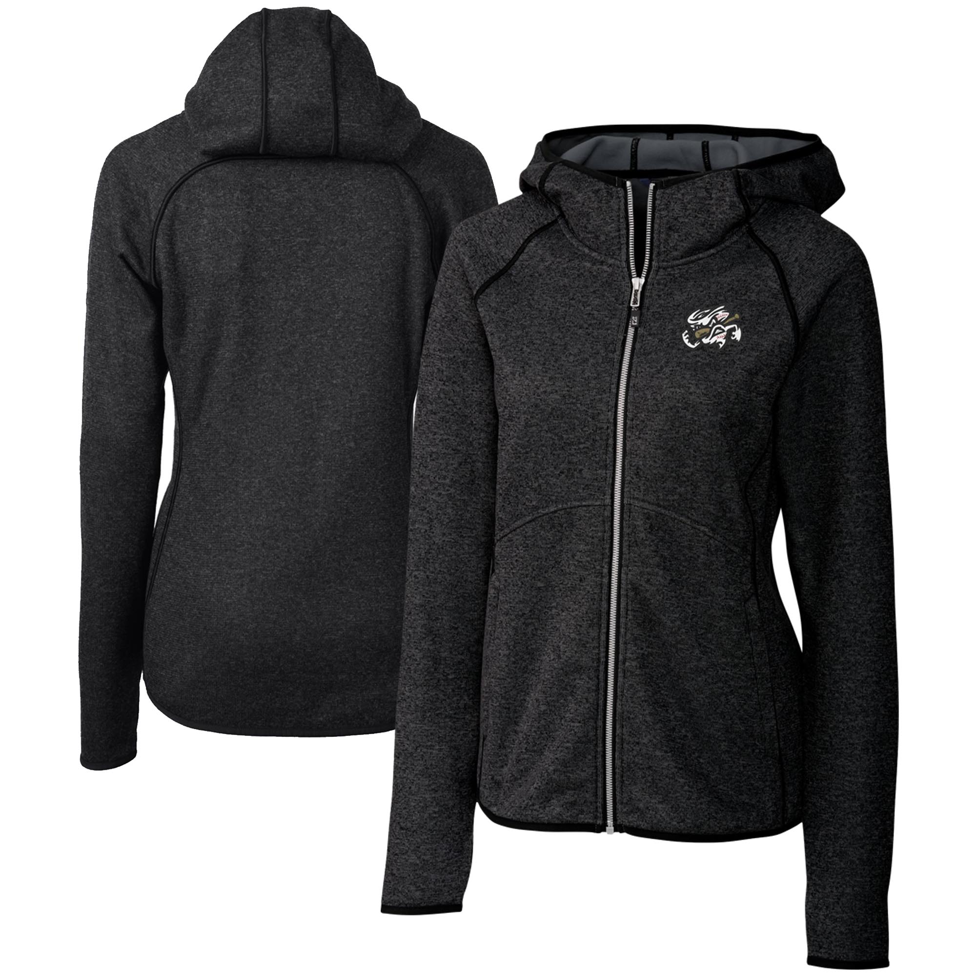 Women's Cutter & Buck Heather Charcoal Omaha Storm Chasers Mainsail Sweater Knit Raglan Full-Zip Hoodie