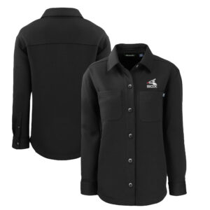 Women's Cutter & Buck Black Chicago White Sox Cooperstown Collection Roam Eco Knit Full-Snap Shacket
