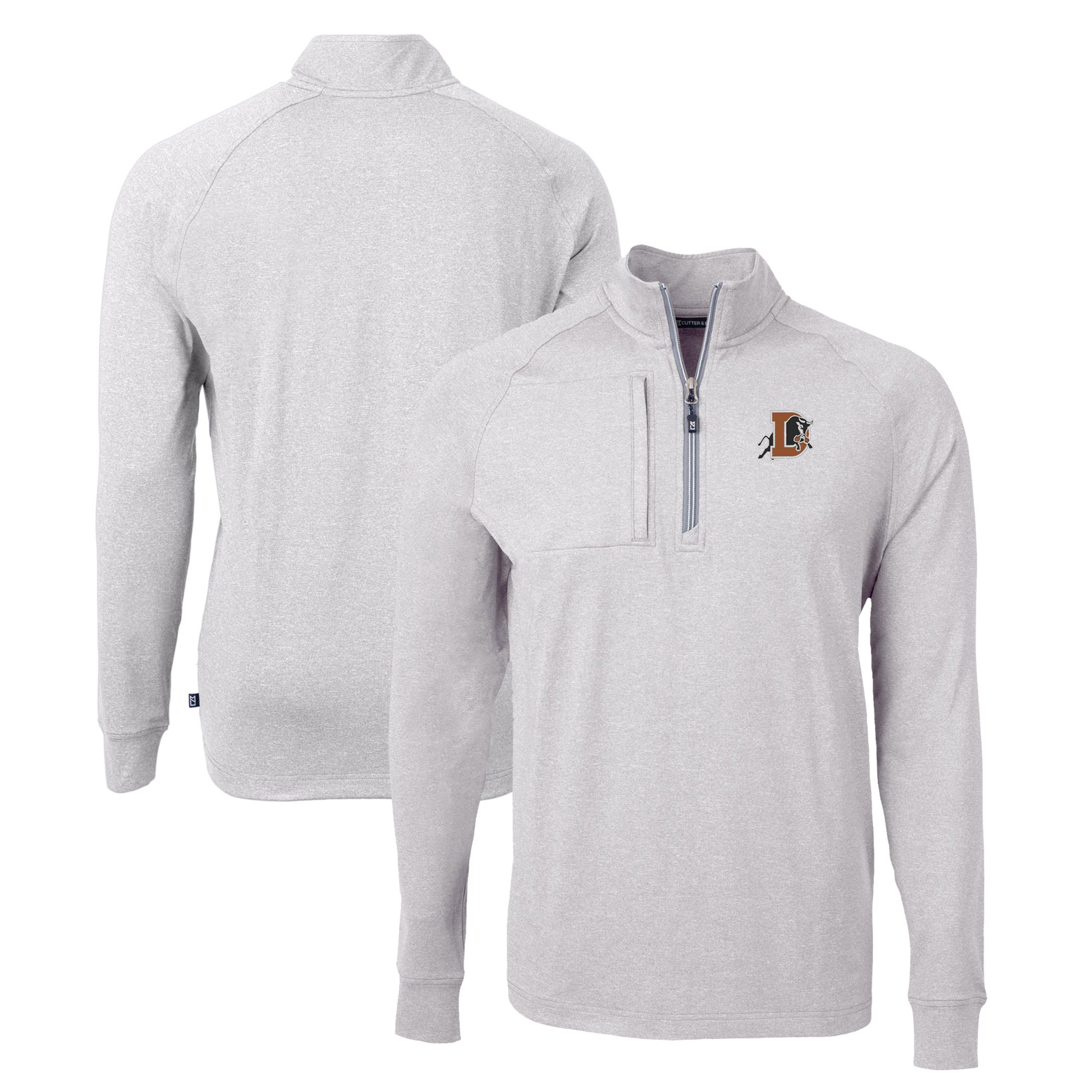 Men's Cutter & Buck Heather Gray Durham Bulls Adapt Eco Knit Heather Recycled Quarter-Zip Pullover - Image 2