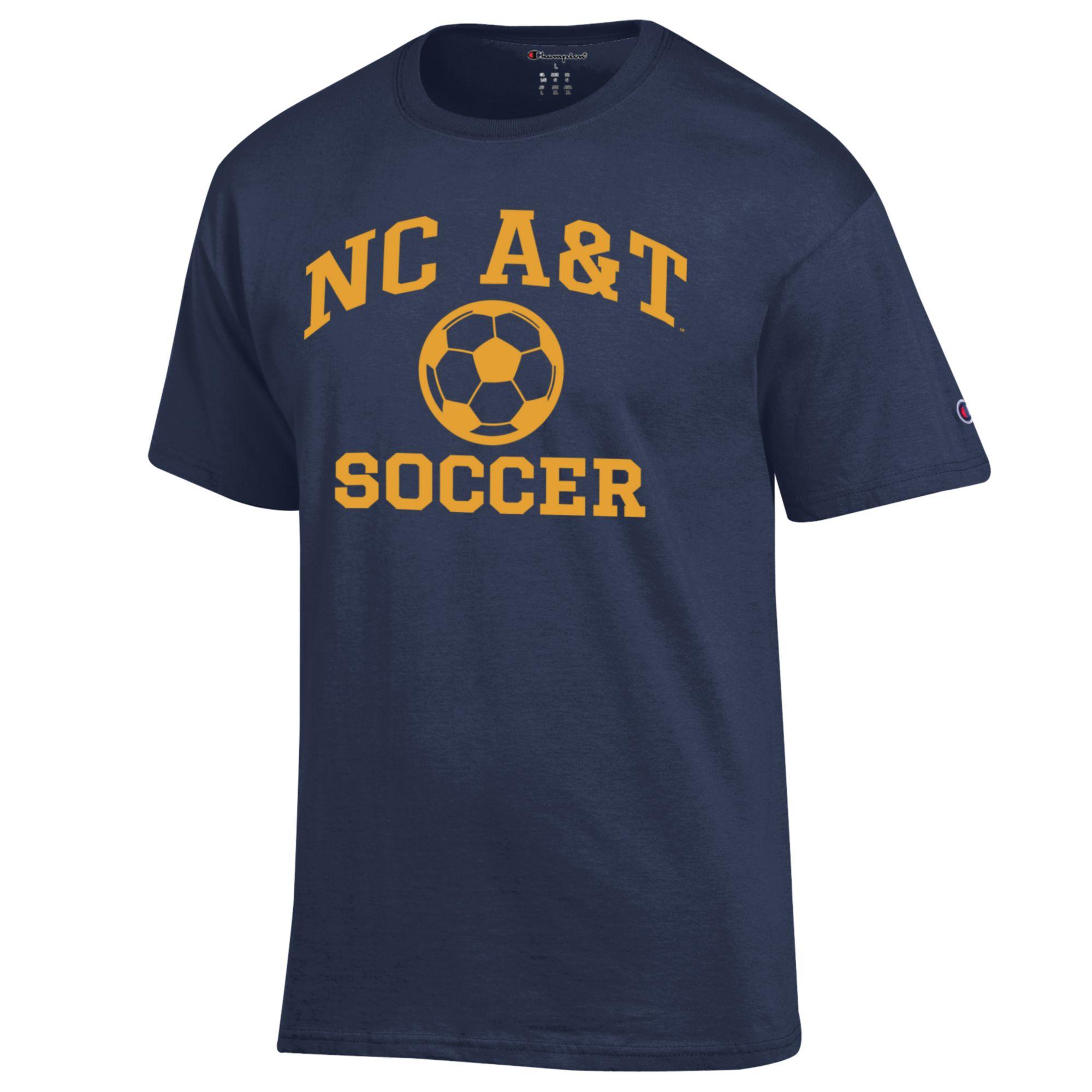 Men's Champion Navy North Carolina A&T Aggies Soccer Icon T-Shirt - Image 7