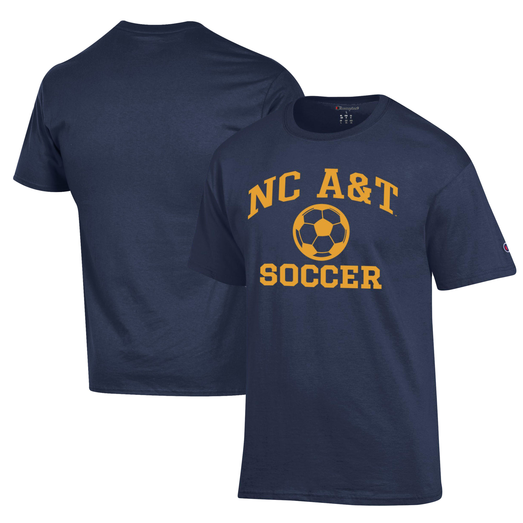 Men's Champion Navy North Carolina A&T Aggies Soccer Icon T-Shirt