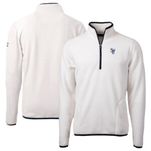 Men's Cutter & Buck  Oatmeal Scranton Wilkes-Barre RailRiders Cascade Eco Sherpa Fleece Quarter-Zip Jacket