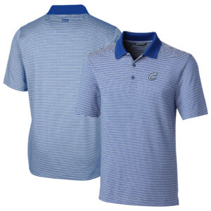 Men's Cutter & Buck  Blue Columbus Clippers Forge Tonal Stripe Stretch Polo