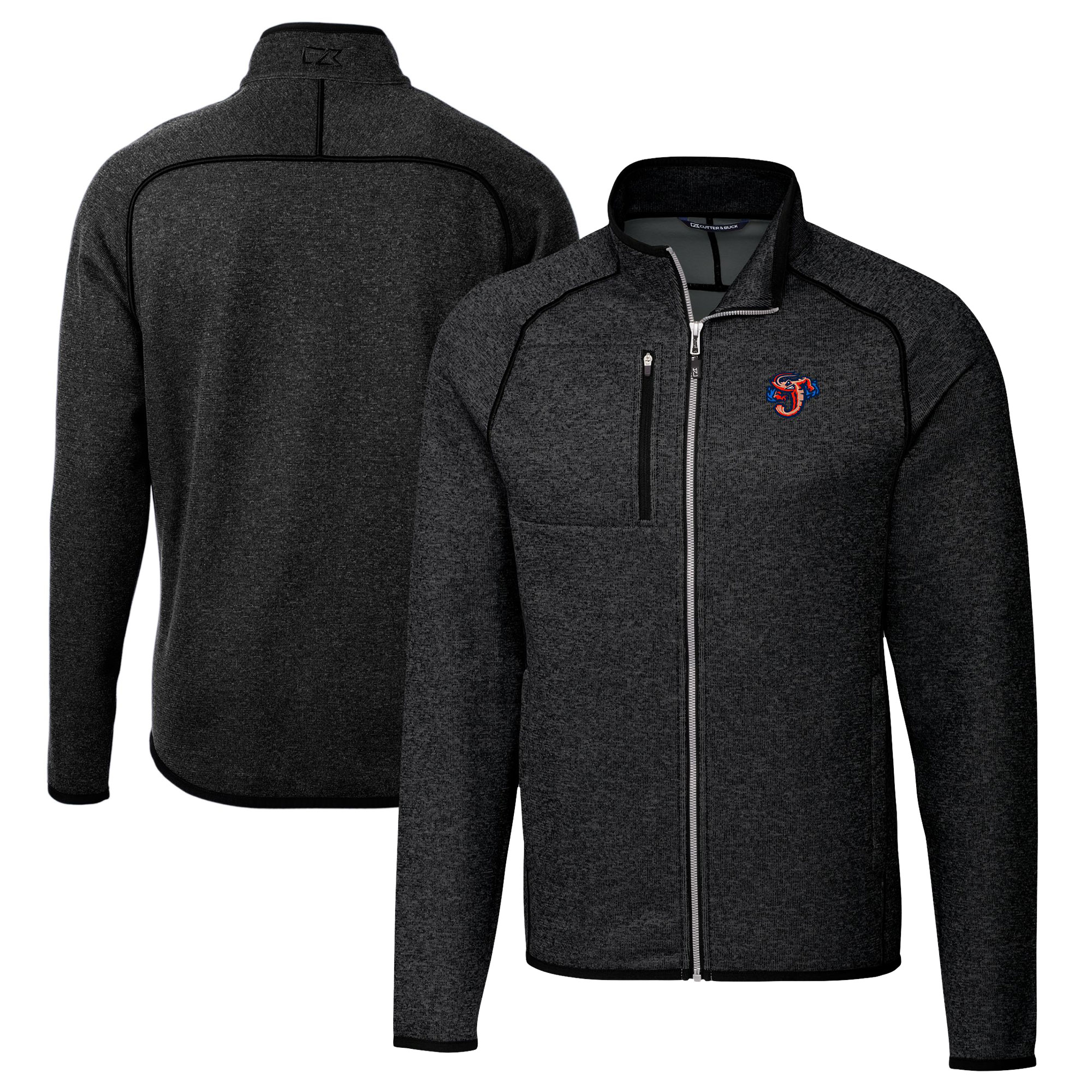 Men's Cutter & Buck Heather Charcoal Jacksonville Jumbo Shrimp Big & Tall Mainsail Sweater-Knit Full-Zip Jacket