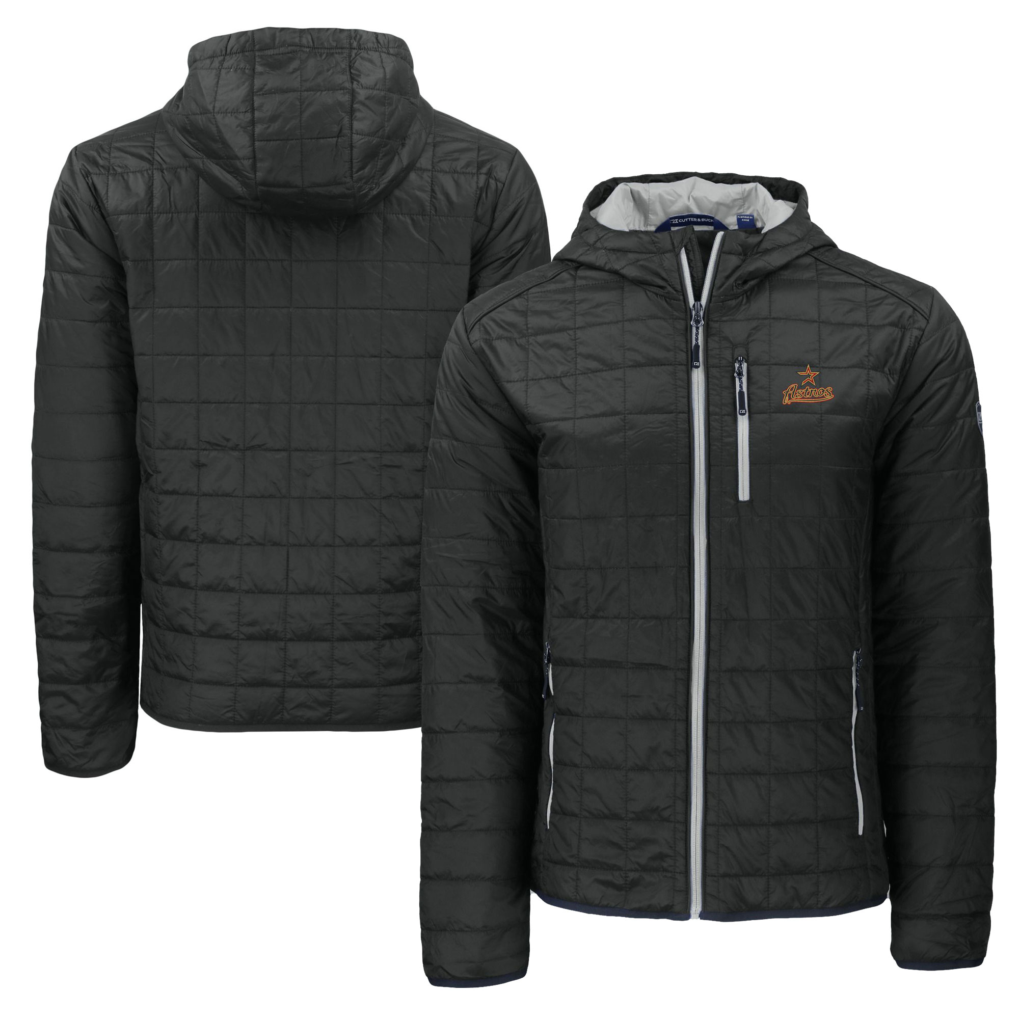Men's Cutter & Buck Black Houston Astros Cooperstown Collection Rainier Primaloft Eco Full-Zip Hooded Jacket - Image 5