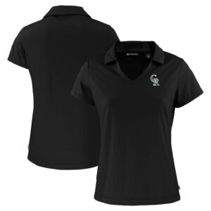 Women's Cutter & Buck  Black Colorado Rockies City Connect Daybreak Eco Recycled V-Neck Polo