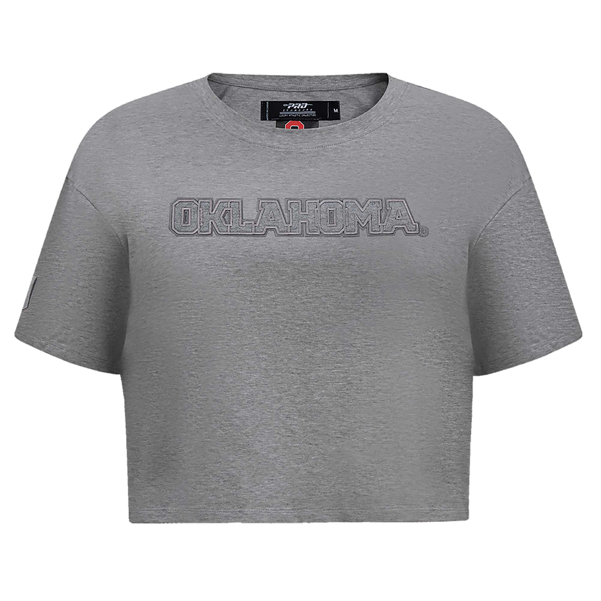 Women's Pro Standard Heather Charcoal Oklahoma Sooners Tonal Neutral Boxy Cropped T-Shirt - Image 14