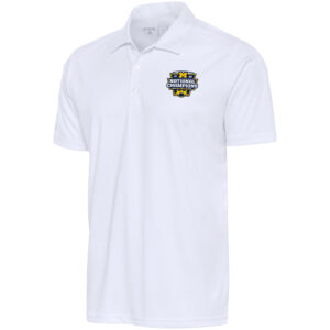 Men's Antigua White Michigan Wolverines College Football Playoff 2023 National Champions Tribute Polo