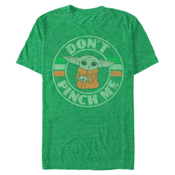 Men's Mad Engine Heather Kelly Green The Mandalorian Grogu Don't Pinch Me St. Paddy's Day Graphic T-Shirt