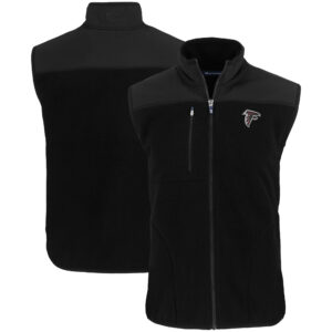 Men's Cutter & Buck Black Atlanta Falcons Primary Mark Big & Tall Cascade Eco Sherpa Fleece Full-Zip Vest