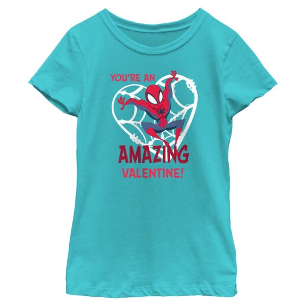 Youth Mad Engine Turquoise Spiderman Valentine's Day T-Shirt