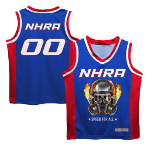 Youth Vive La Fete Blue NHRA Fire Helmet Basketball Jersey