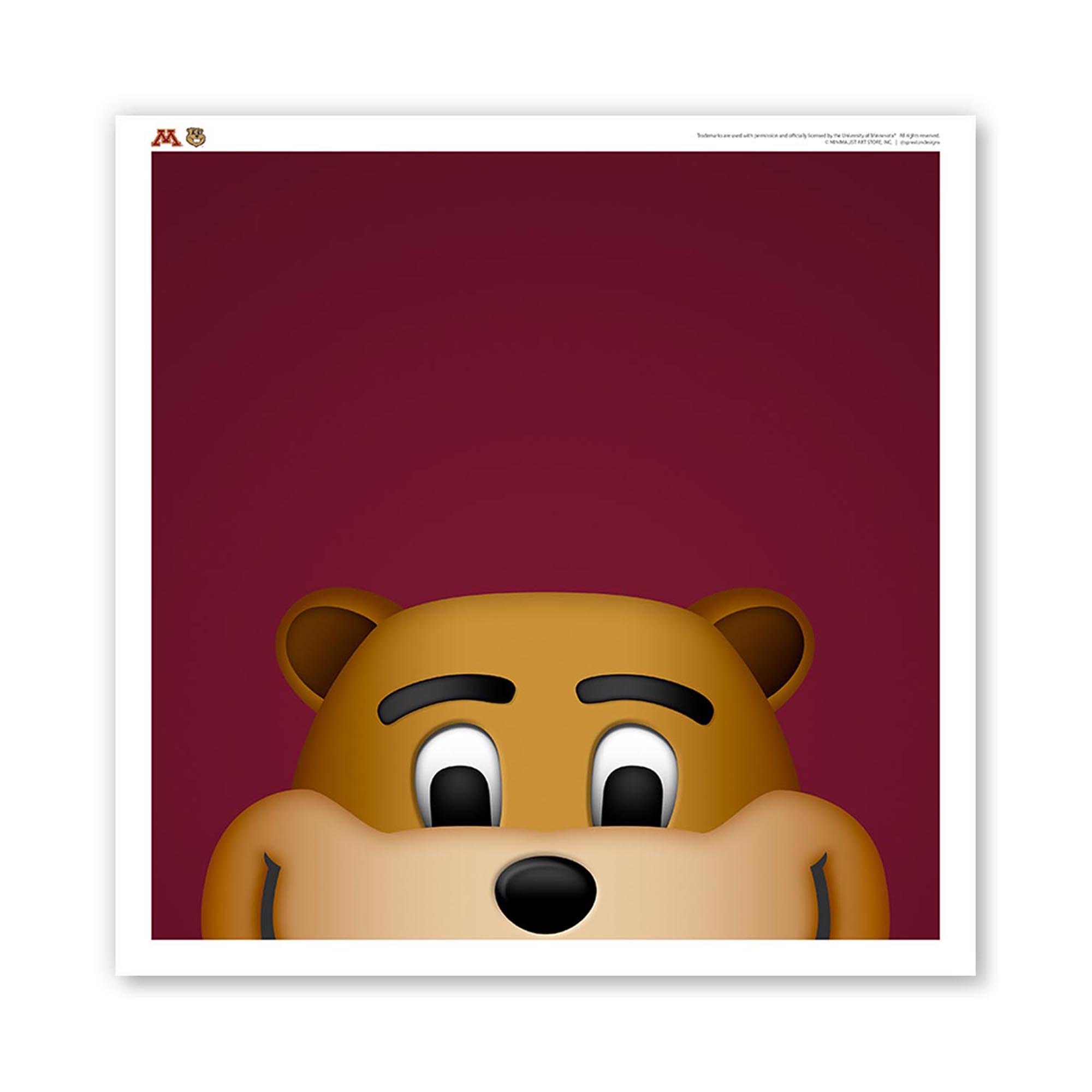 Minnesota Golden Gophers Goldy Gopher 12" x 12" Mascot Poster Print