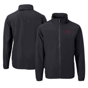 Men's Cutter & Buck Black Cincinnati Reds City Connect Charter Eco Recycled Full-Zip Jacket
