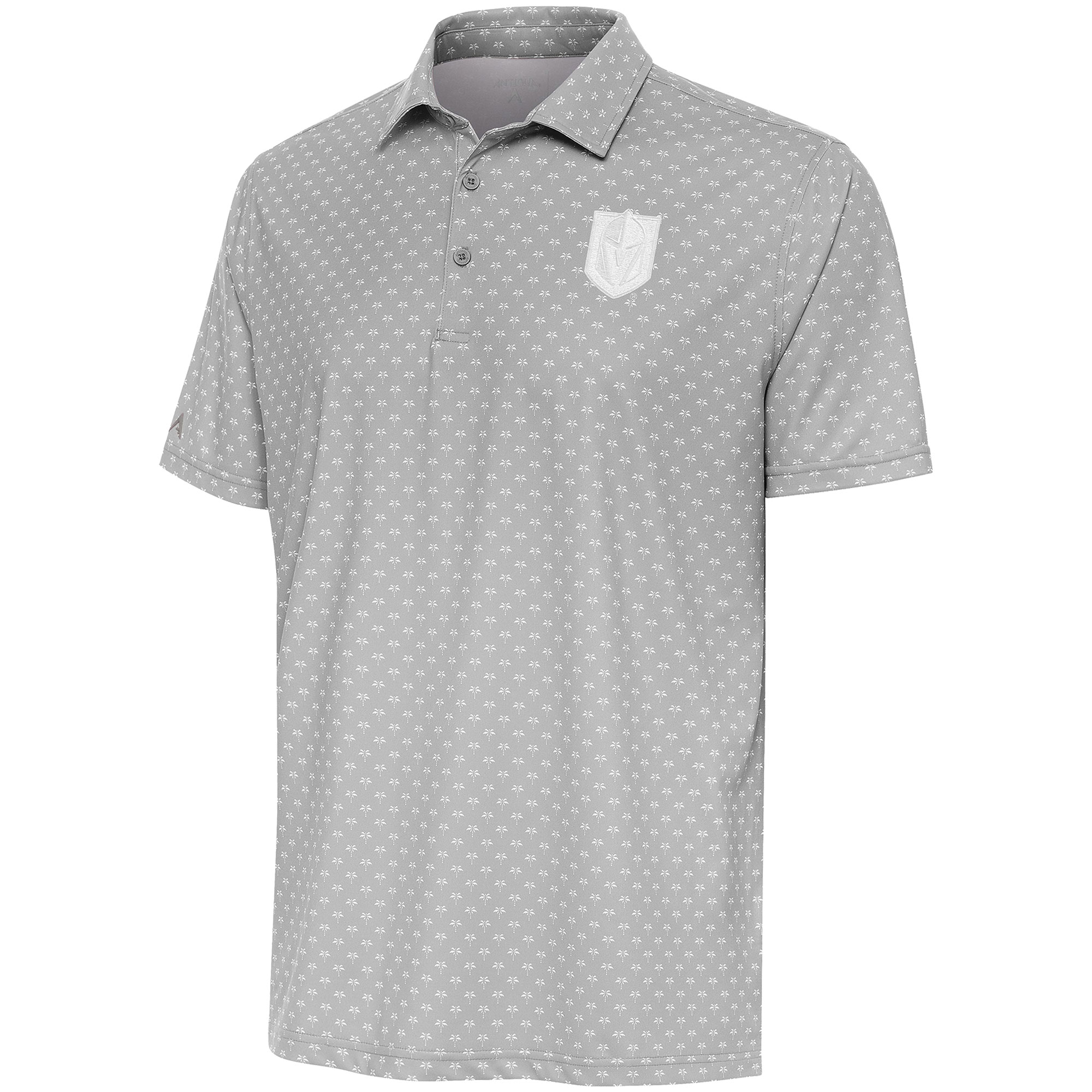 Men's Antigua Gray Vegas Golden Knights White Logo Kona Polo