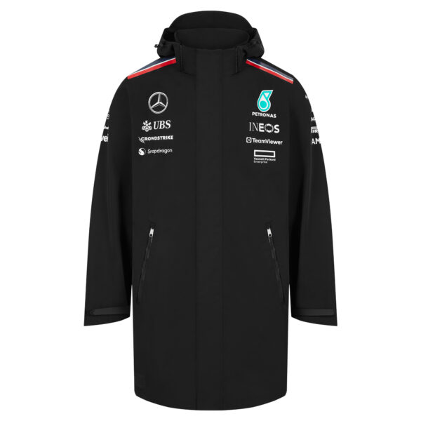 Men's Black Mercedes-AMG Petronas F1 Team 2024 Replica Full-Zip Hoodie Rain Jacket - Image 10
