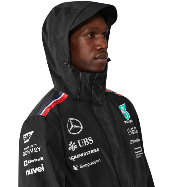 Men's Black Mercedes-AMG Petronas F1 Team 2024 Replica Full-Zip Hoodie Rain Jacket - Image 12