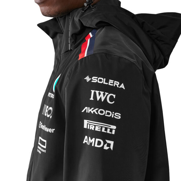 Men's Black Mercedes-AMG Petronas F1 Team 2024 Replica Full-Zip Hoodie Rain Jacket - Image 14