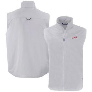 Men's Cutter & Buck  Gray SMU Mustangs Vault Charter Eco Recycled Full-Zip Vest