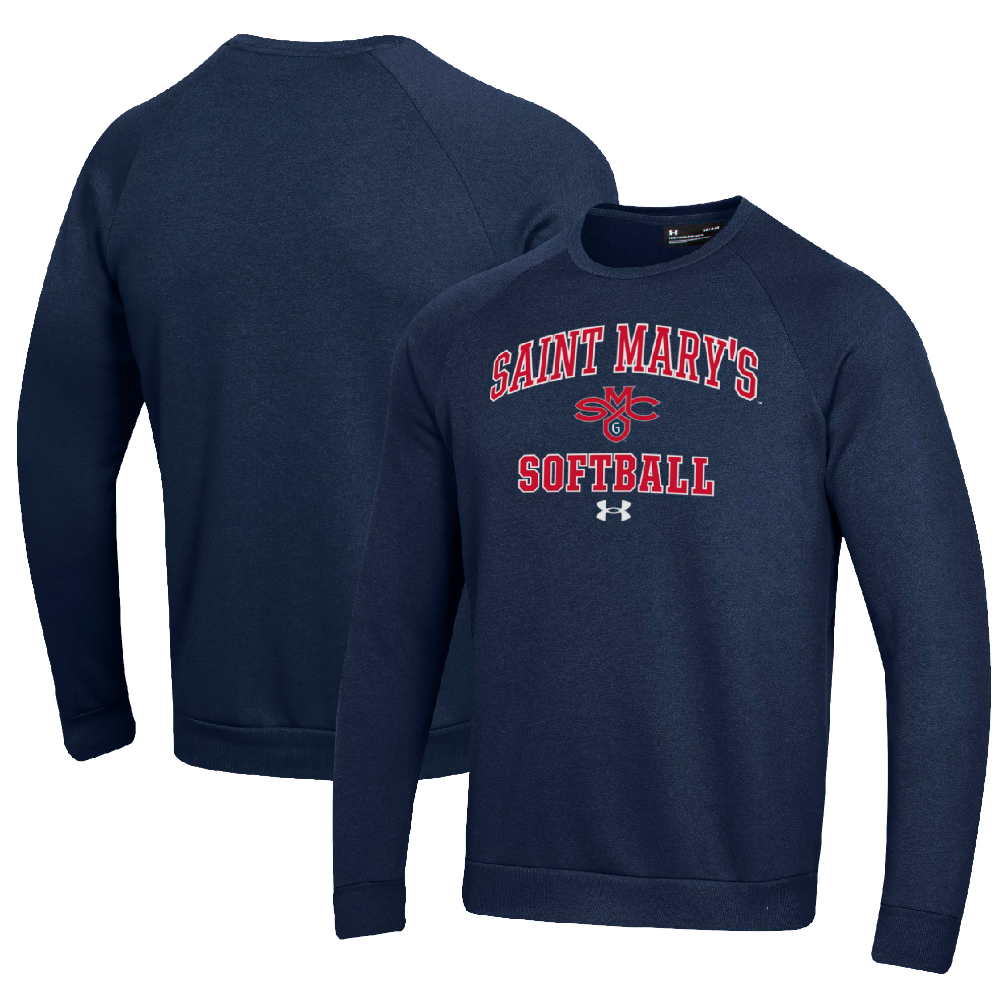 Men's Under Armour Navy Saint Mary's Gaels All Day Arch Softball Fleece Raglan Pullover Sweatshirt - Image 2