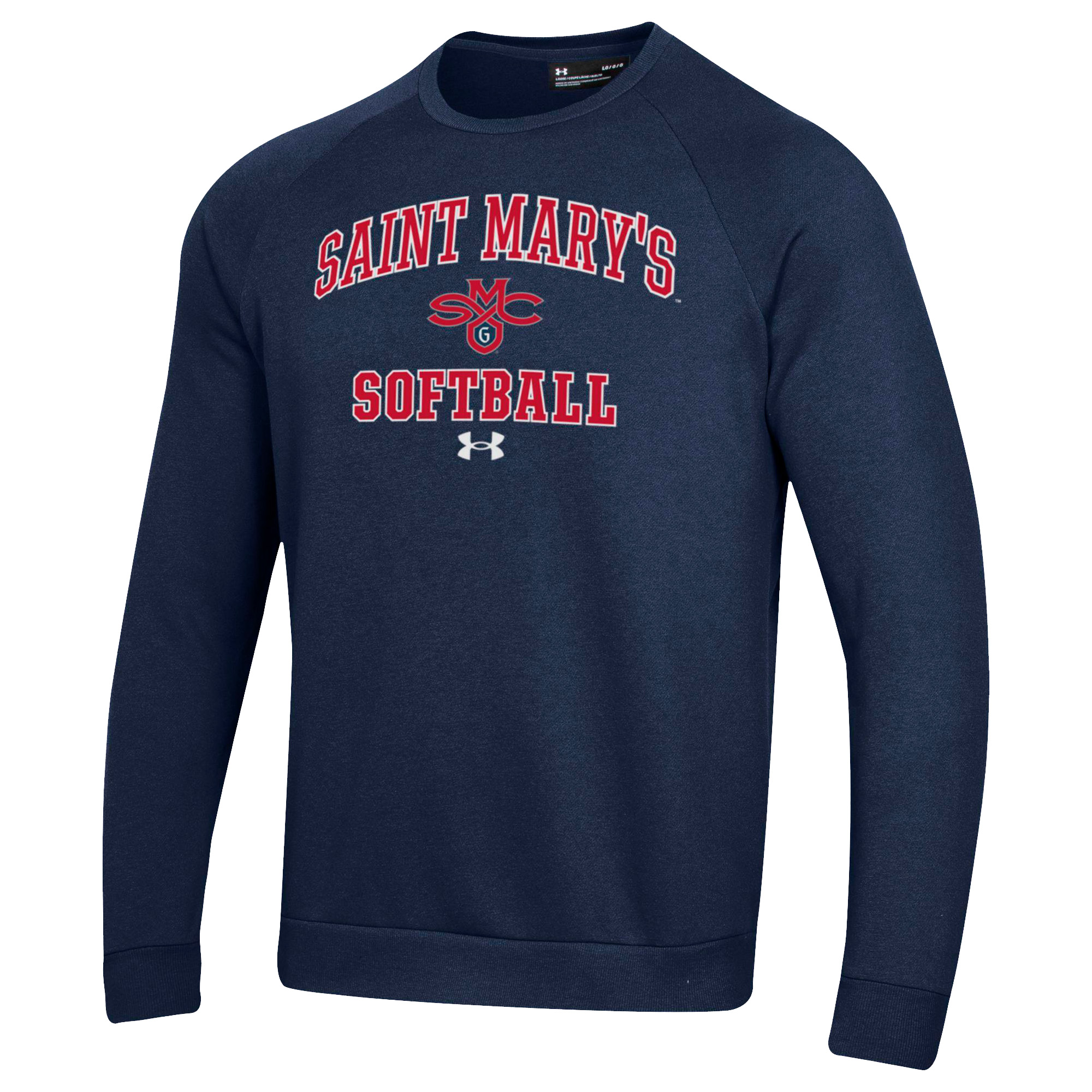 Men's Under Armour Navy Saint Mary's Gaels All Day Arch Softball Fleece Raglan Pullover Sweatshirt - Image 6