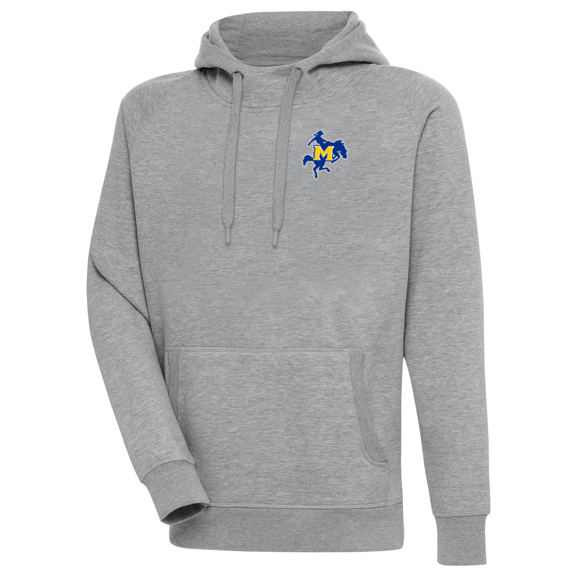 Men's Antigua Heather Gray McNeese State Cowboys Victory Pullover Hoodie