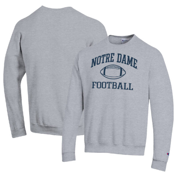 Men's Champion Heather Gray Notre Dame Fighting Irish Football Icon Pullover Sweatshirt - Image 8