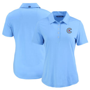 Women's Cutter & Buck Powder Blue Chicago Cubs City Connect Coastline Epic Comfort Eco Recycled Polo