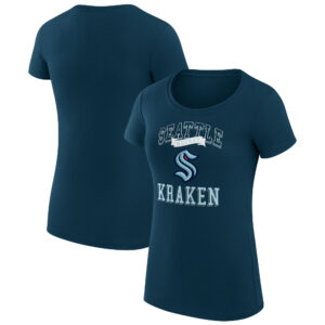 Women's G-III 4Her by Carl Banks Deep Sea Blue Seattle Kraken Team Logo Graphic Fitted T-Shirt