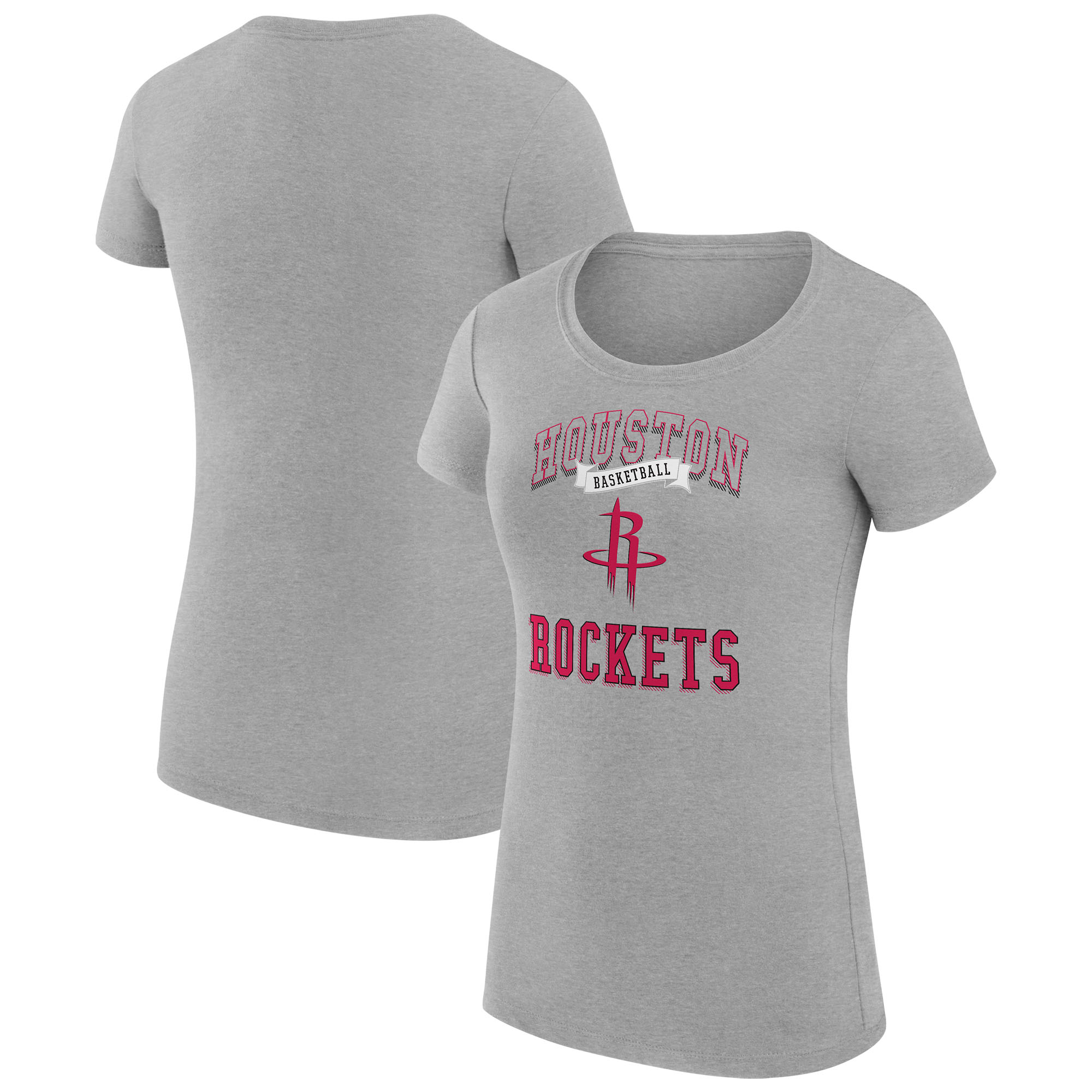 Women's G-III 4Her by Carl Banks Heather Gray Houston Rockets Team Logo Fitted T-Shirt