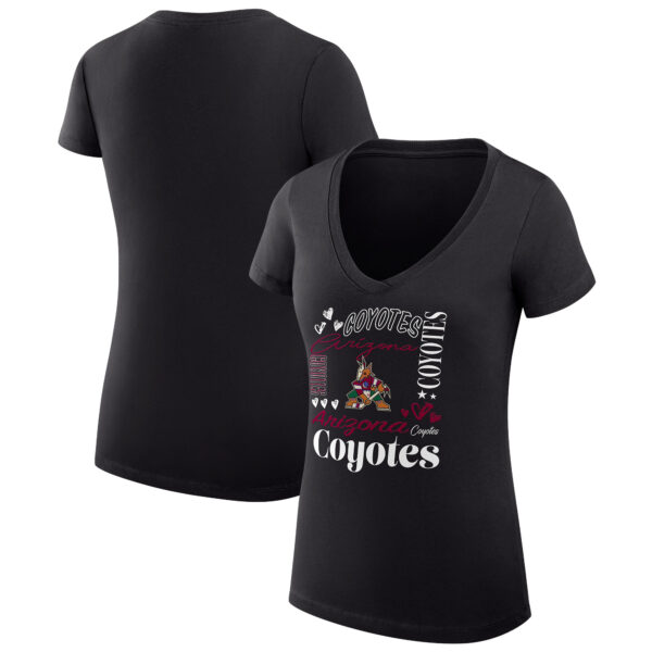 Women's G-III 4Her by Carl Banks Black Arizona Coyotes Collage Team Graphic Fitted T-Shirt - Image 5