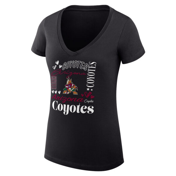 Women's G-III 4Her by Carl Banks Black Arizona Coyotes Collage Team Graphic Fitted T-Shirt - Image 6