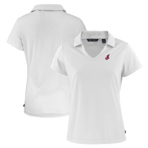 Women's Cutter & Buck White Cleveland Indians Cooperstown Collection Daybreak Eco Recycled V-Neck Polo