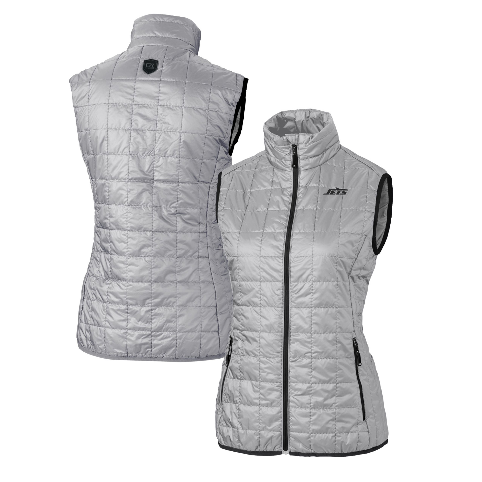 Women's Cutter & Buck Gray New York Jets Monochromatic Logo Rainier PrimaLoft Eco Insulated Full-Zip Printed Puffer Vest - Image 5