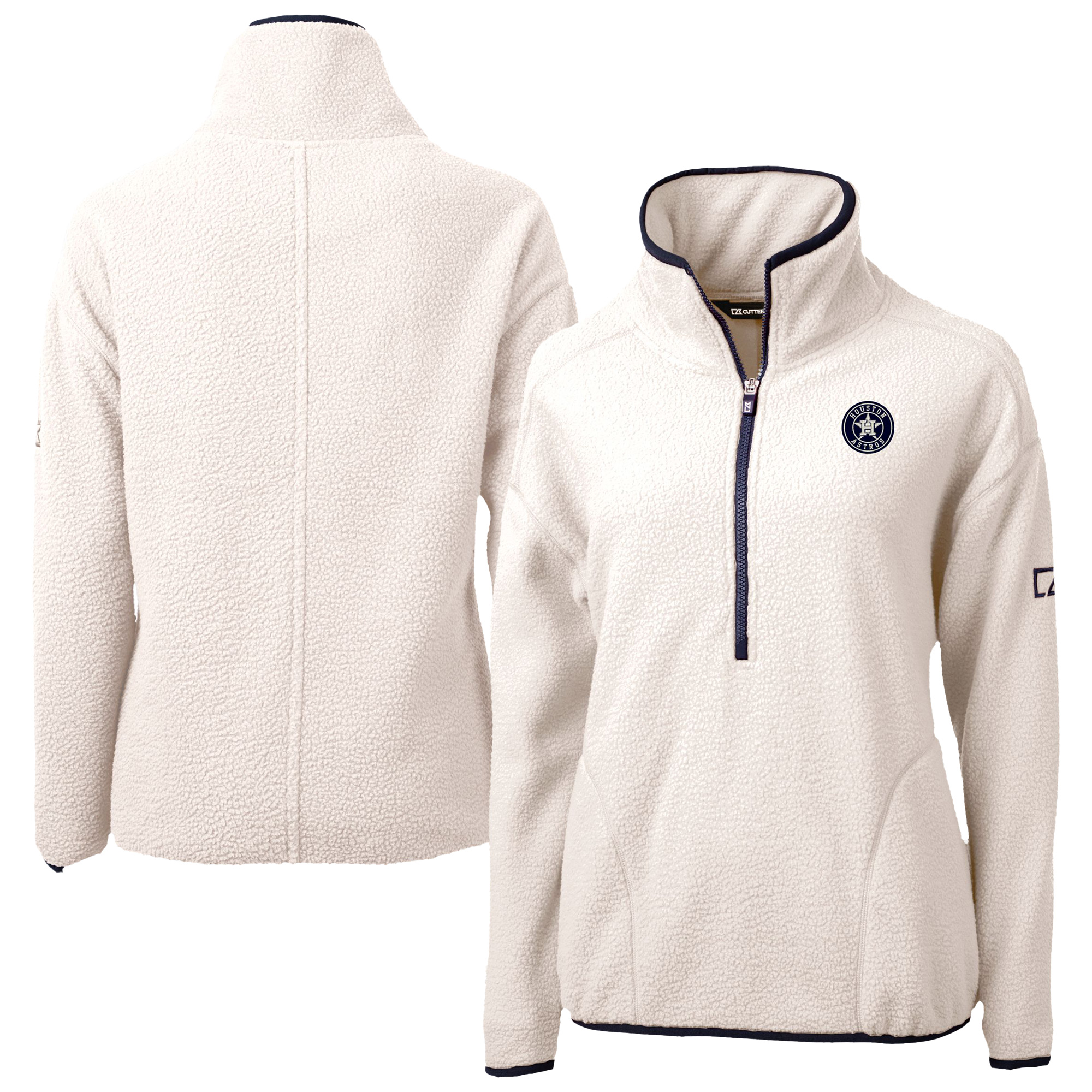 Women's Cutter & Buck White Houston Astros Cascade Eco Sherpa Fleece Half-Zip Jacket - Image 2