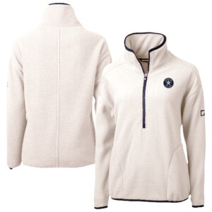 Women's Cutter & Buck White Houston Astros Cascade Eco Sherpa Fleece Half-Zip Jacket