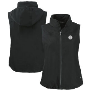 Women's Cutter & Buck Black Milwaukee Brewers Charter Eco Recycled Full-Zip Vest