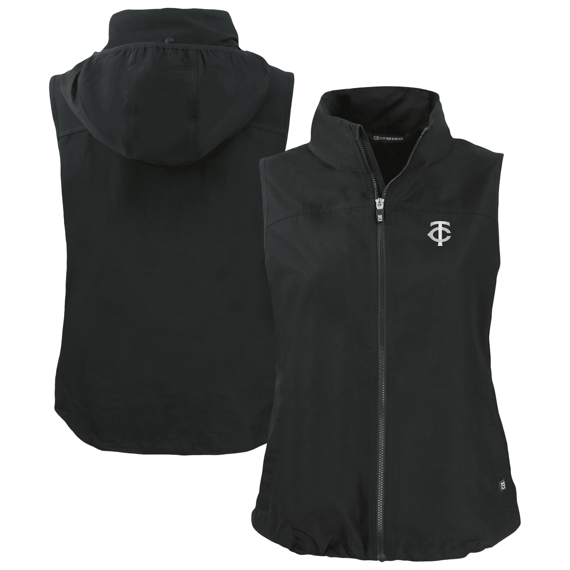 Women's Cutter & Buck Black Minnesota Twins Charter Eco Recycled Full-Zip Vest - Image 2