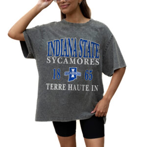 Women's Gameday Couture Grey Indiana State Sycamores Oversized Snow Wash T-Shirt