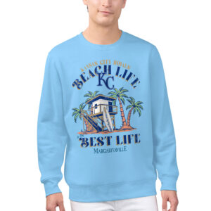 Men's Margaritaville Light Blue Kansas City Royals Beach Hut Graphic Pullover Sweatshirt