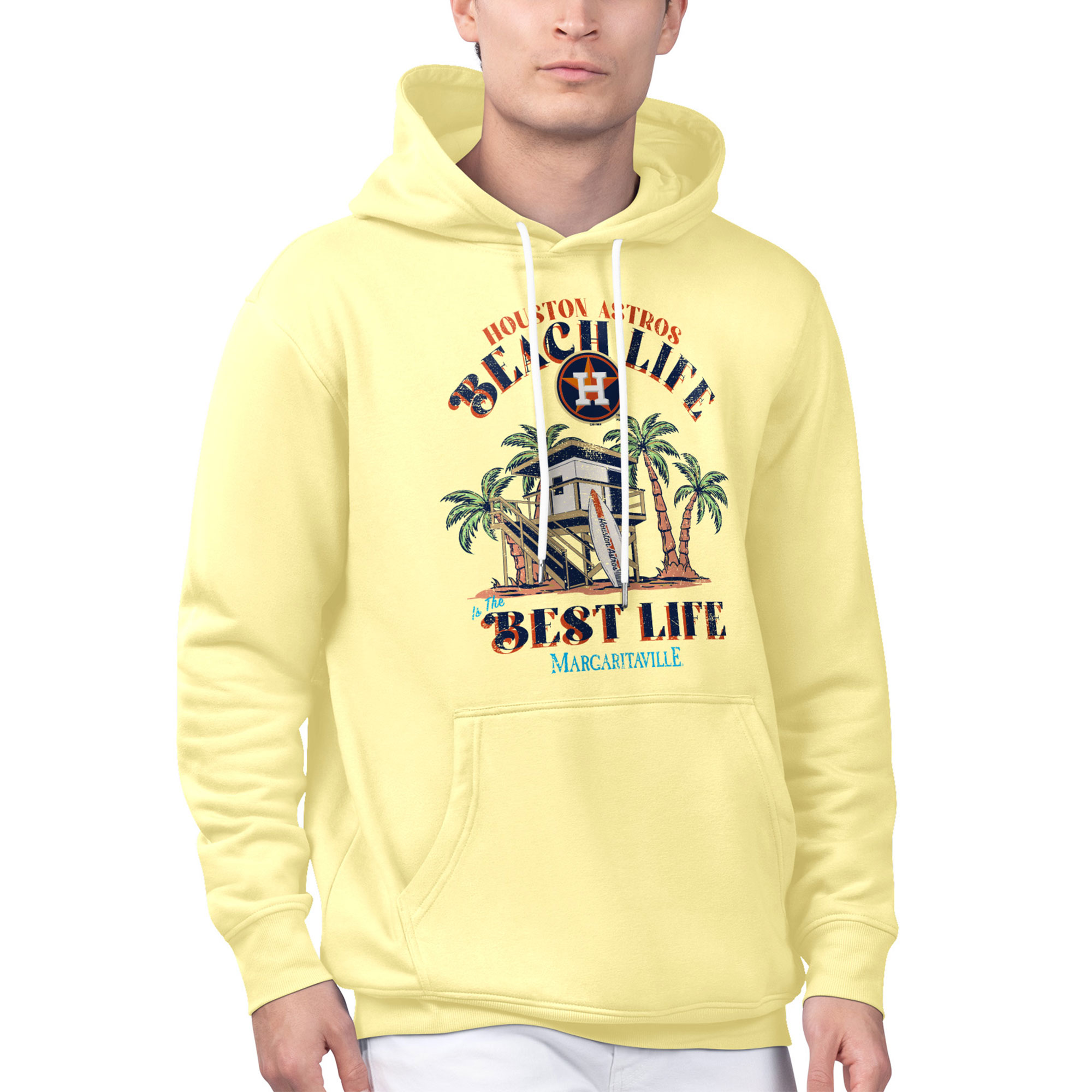 Men's Margaritaville Yellow Houston Astros Beach Hut Graphic Pullover Hoodie
