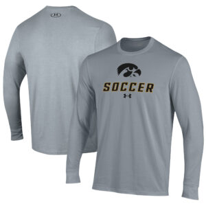 Men's Under Armour Gray Iowa Hawkeyes Soccer Performance Long Sleeve T-Shirt