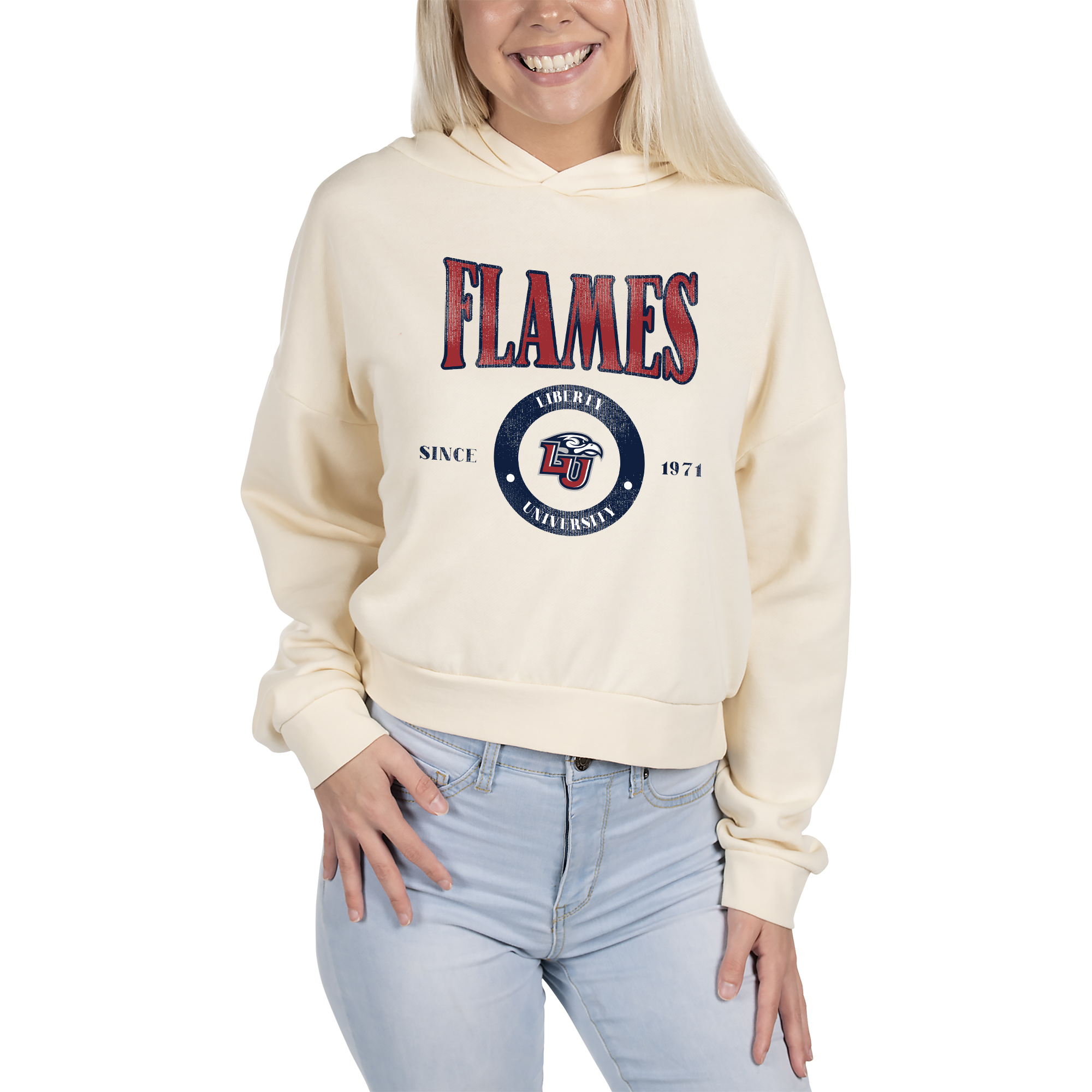Unisex Uscape Apparel Cream Liberty Flames Washed Pullover Hoodie