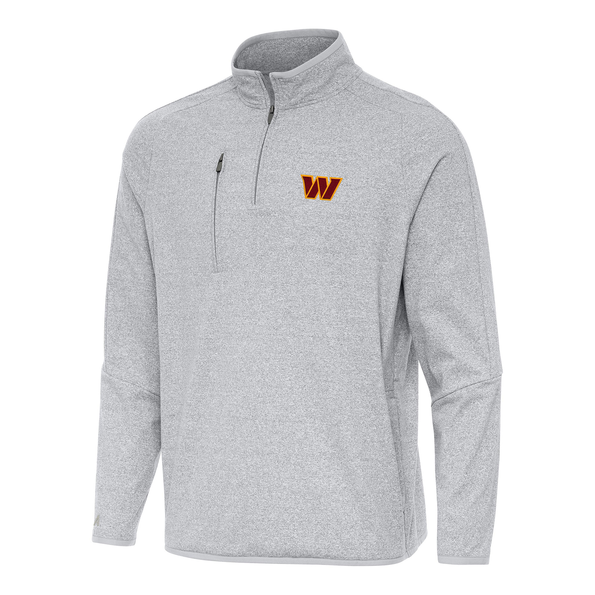 Men's Antigua Heather Gray Washington Commanders Certain Tri-Blend Quarter-Zip Top