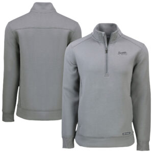 Men's Cutter & Buck Gray Atlanta Braves Roam Eco Quarter-Zip Jacket
