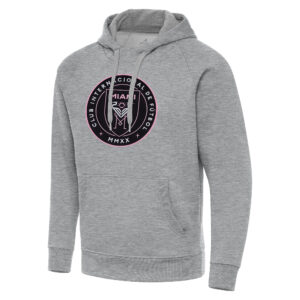 Men's Antigua Heather Gray Inter Miami CF Big & Tall Team Crest Victory Raglan Pullover Hoodie