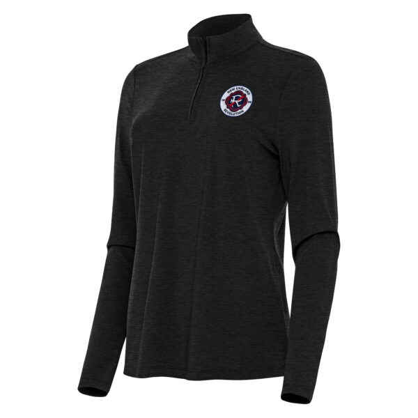 Women's Antigua Heather Black New England Revolution Bright Quarter-Zip Top